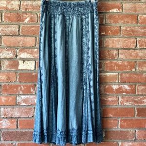 Chambray Embroidered Skirt